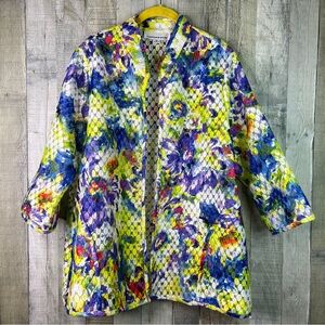 Caroline Rose Size 1X 100% Polyester Lace/Embroidered Open Front Over-piece